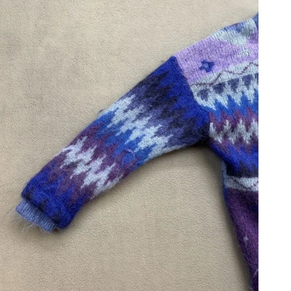 Vintage 1991 Susan Bristol Mohair Blend Whimasical Quirky Scandi Girl Cardigan - Picture 7 of 10